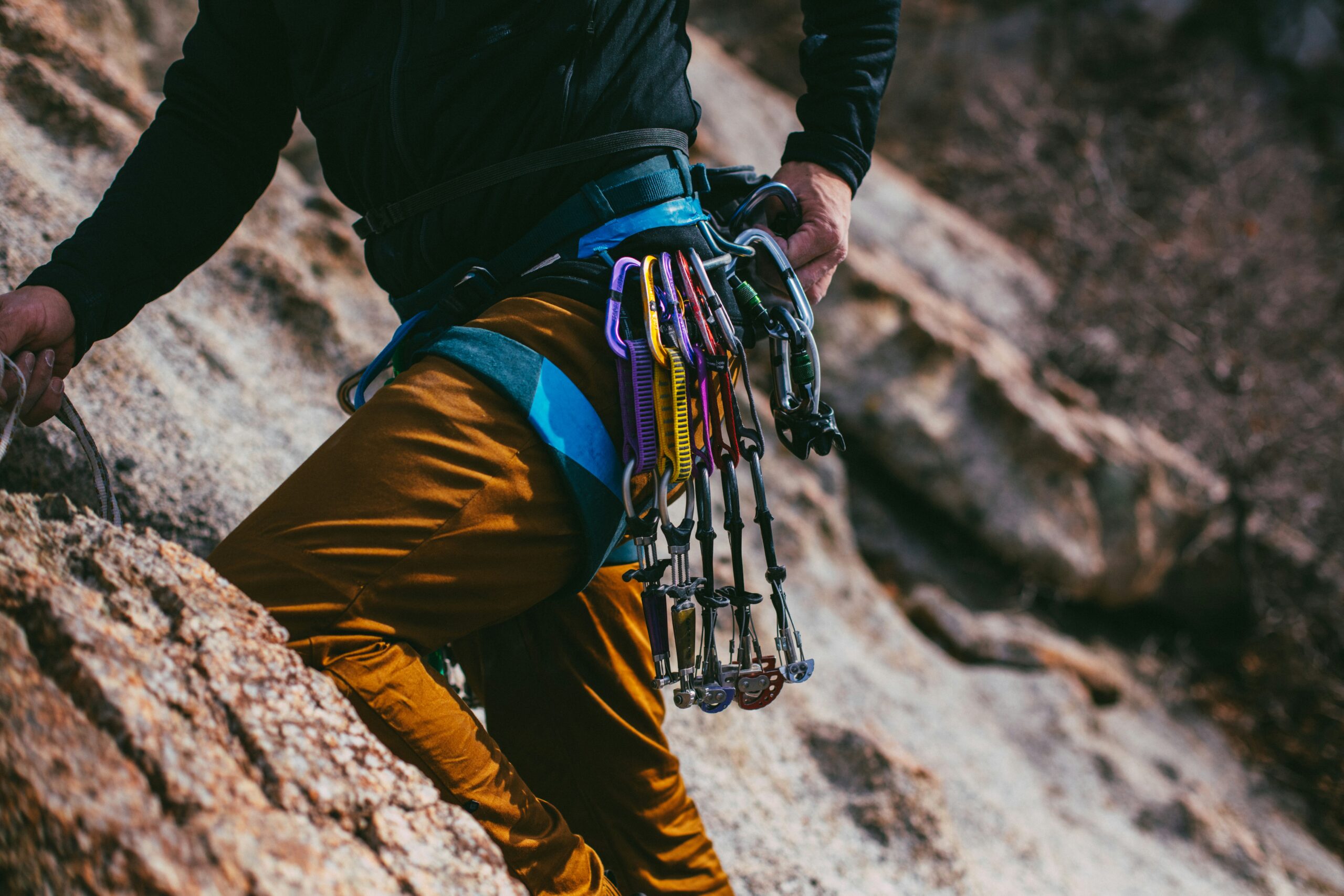 Mountain climbing harness and gear