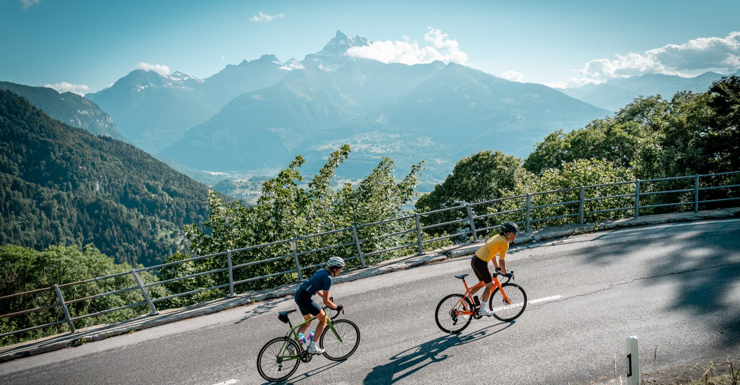 Cyclist in Serre Chevalier valley